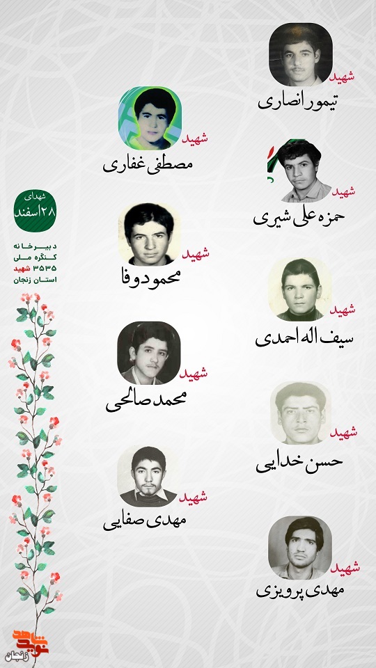 پوستر/ یاد و خاطر شهدای 28 اسفند ماه استان زنجان گرامی باد